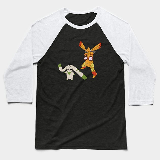 Terriermon and Rapidmon Baseball T-Shirt by mattmall